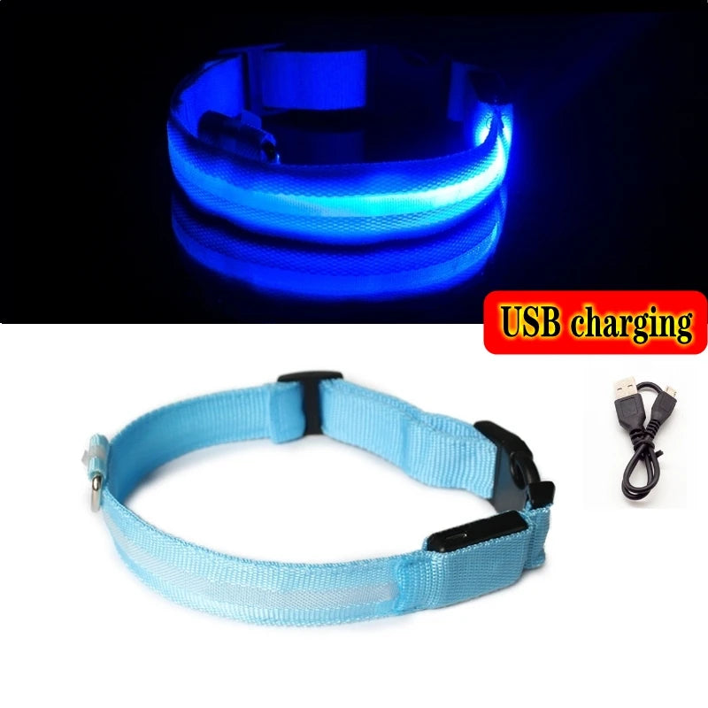 LED Dog Collar Light - Anti-Lost Night Safety Accessory for Dogs and Puppies, USB Rechargeable