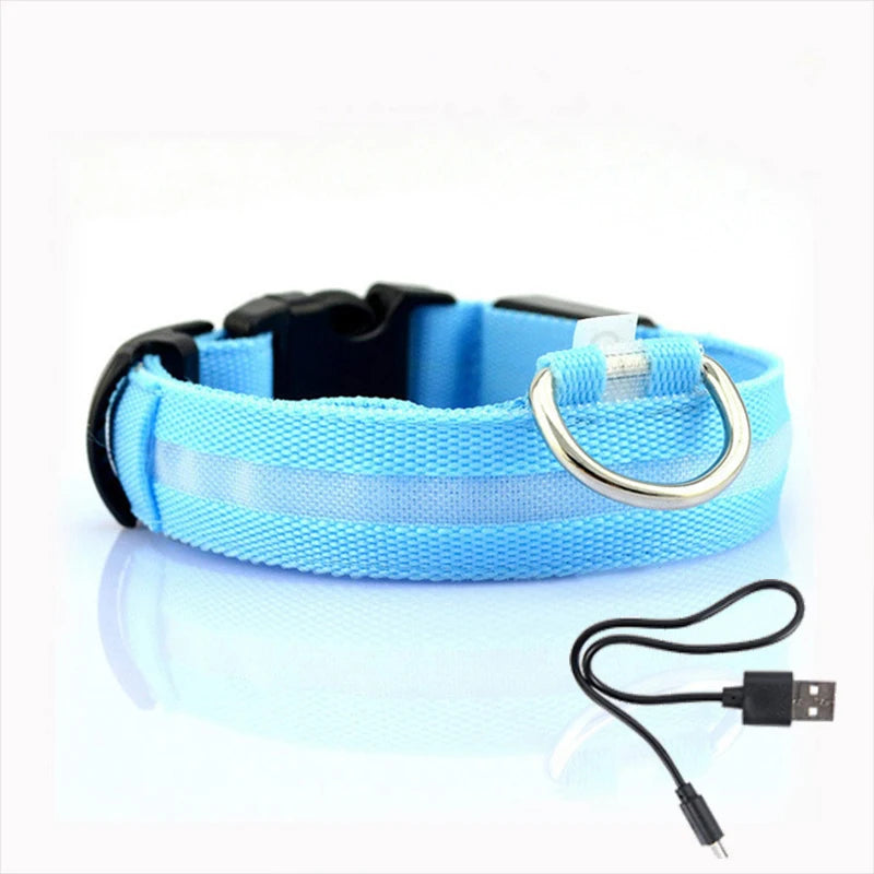 LED Dog Collar Light - Anti-Lost Night Safety Accessory for Dogs and Puppies, USB Rechargeable