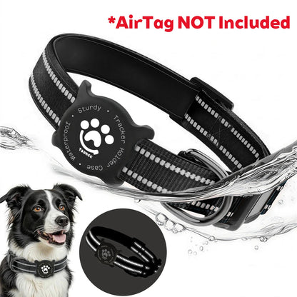 Reflective Dog Collar with Luminous Airtag Holder, Waterproof Soft Padded & Safety Buckle, Air Tag Tracker Case Collars