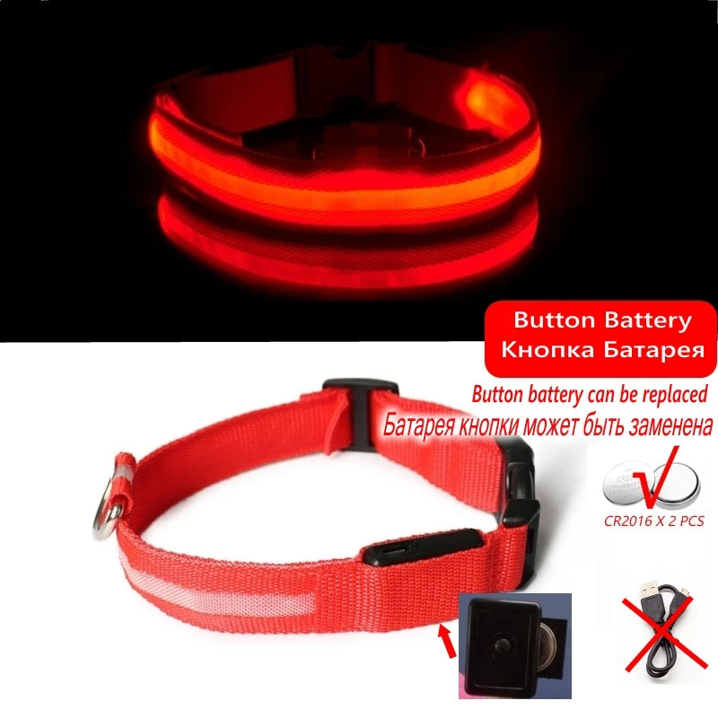 LED Dog Collar Light - Anti-Lost Night Safety Accessory for Dogs and Puppies, USB Rechargeable