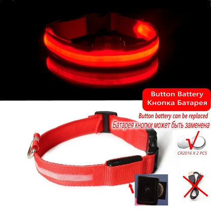LED Dog Collar Light - Anti-Lost Night Safety Accessory for Dogs and Puppies, USB Rechargeable