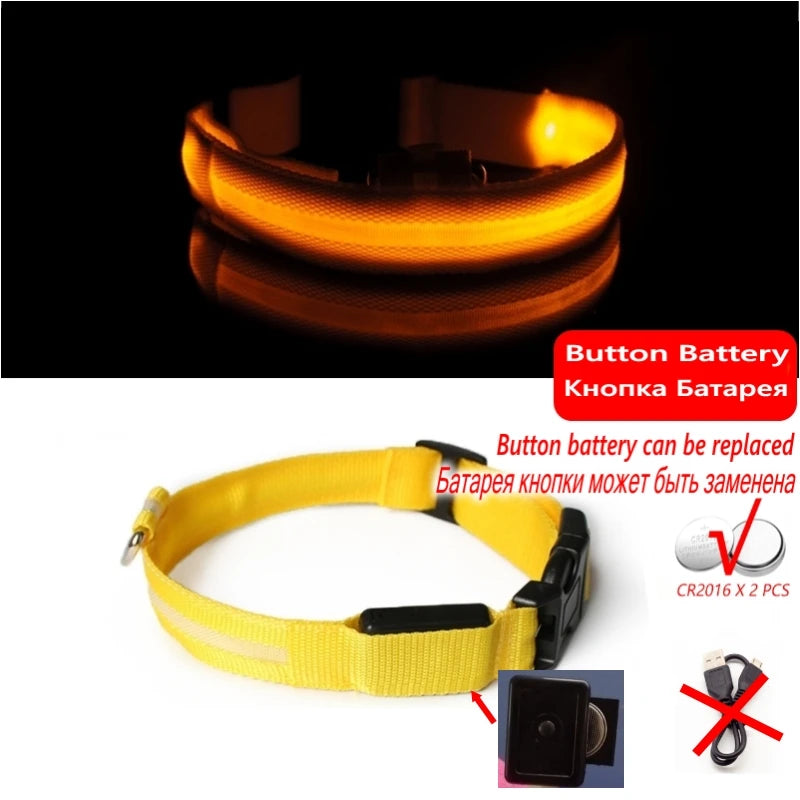 LED Dog Collar Light - Anti-Lost Night Safety Accessory for Dogs and Puppies, USB Rechargeable