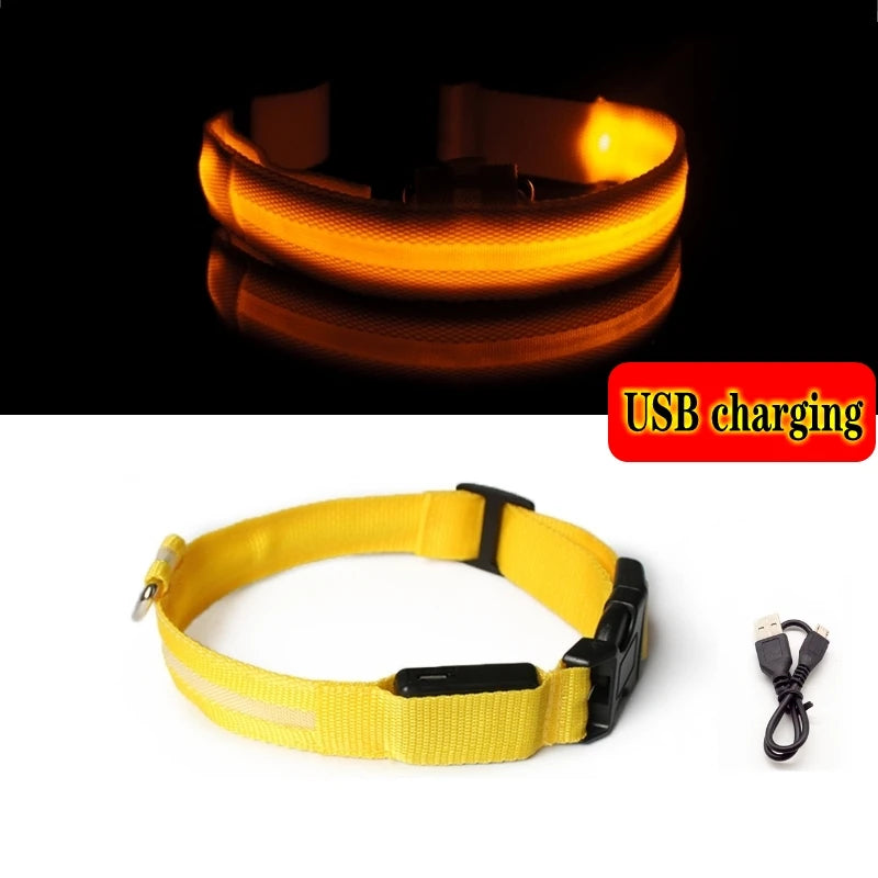 LED Dog Collar Light - Anti-Lost Night Safety Accessory for Dogs and Puppies, USB Rechargeable