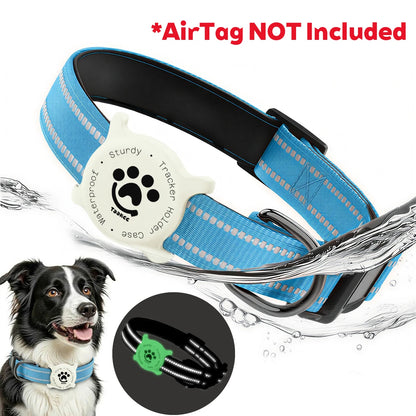 Reflective Dog Collar with Luminous Airtag Holder, Waterproof Soft Padded & Safety Buckle, Air Tag Tracker Case Collars