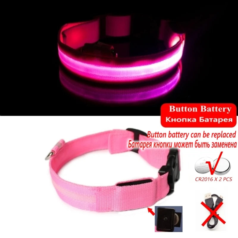 LED Dog Collar Light - Anti-Lost Night Safety Accessory for Dogs and Puppies, USB Rechargeable