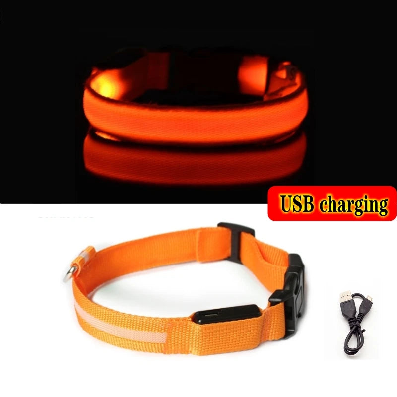 LED Dog Collar Light - Anti-Lost Night Safety Accessory for Dogs and Puppies, USB Rechargeable
