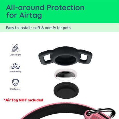Reflective Dog Collar with Luminous Airtag Holder, Waterproof Soft Padded & Safety Buckle, Air Tag Tracker Case Collars