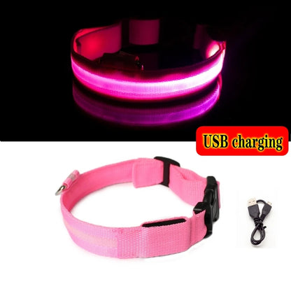 LED Dog Collar Light - Anti-Lost Night Safety Accessory for Dogs and Puppies, USB Rechargeable