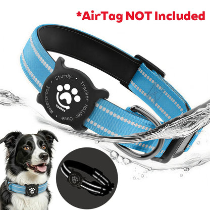 Reflective Dog Collar with Luminous Airtag Holder, Waterproof Soft Padded & Safety Buckle, Air Tag Tracker Case Collars